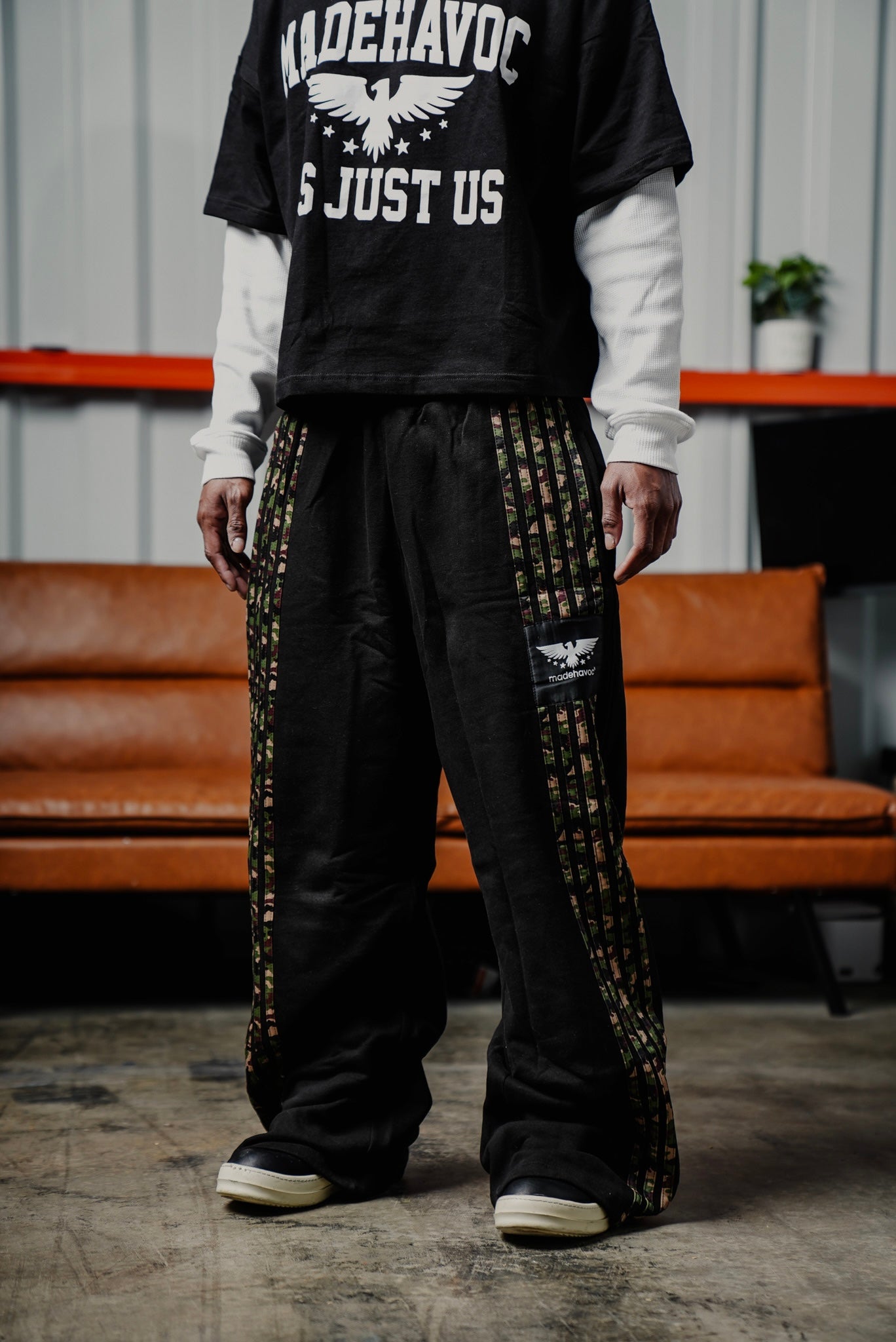 Camo Black Wide Leg Sweats